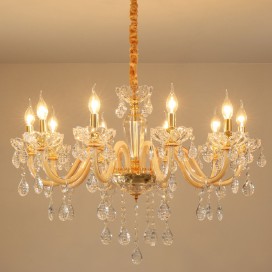 10 Light Champagne Candle Style Crystal Chandelier