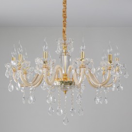 10 Light Champagne Candle Style Crystal Chandelier