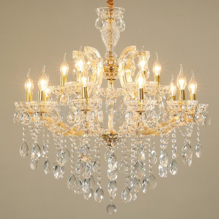 15 Light (10+5) 2 Tiers Gold Candle Style Crystal Chandelier