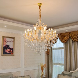 18 Light (12+6) 2 Tiers Gold Candle Style Crystal Chandelier