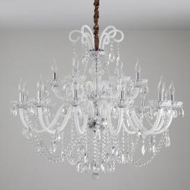 18 Light (12+6) 2 Tiers Clear Candle Style Crystal Chandelier