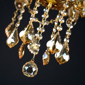 6 Light Amber Candle Style Crystal Chandelier