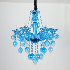 6 Light Blue Candle Style Crystal Chandelier