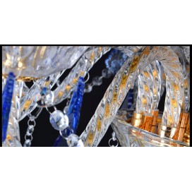 8 Light Gold Blue Candle Style Crystal Chandelier