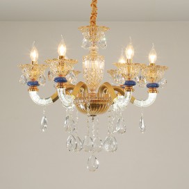 6 Light Champagne Candle Style Crystal Chandelier