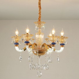 6 Light Champagne Candle Style Crystal Chandelier