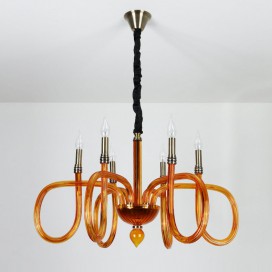 6 Light Amber Candle Style Crystal Chandelier