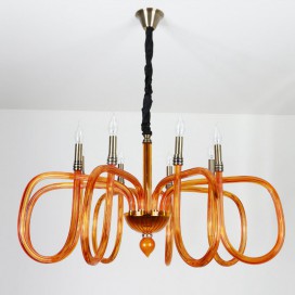 8 Light Amber Candle Style Crystal Chandelier