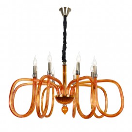 8 Light Amber Candle Style Crystal Chandelier