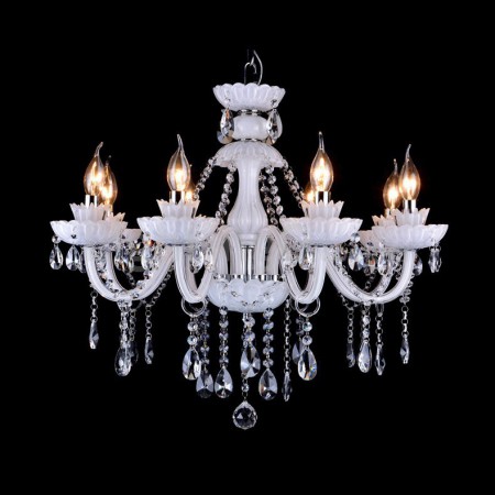 8 Light White Candle Style Crystal Chandelier