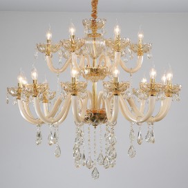 18 Light (12+6) 2 Tiers Champagne Candle Style Crystal Chandelier