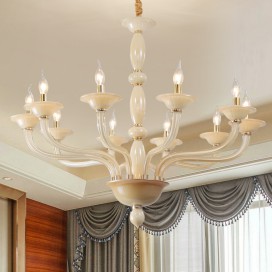 10 Light Champagne Candle Style Crystal Chandelier