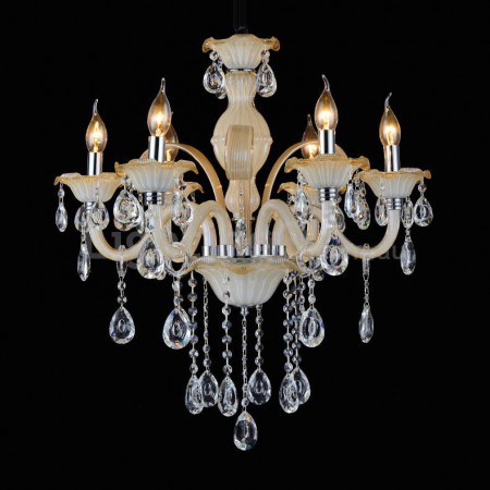 6 Light Champagne Candle Style Crystal Chandelier