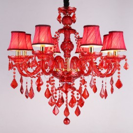 8 Light Red Candle Style Crystal Chandelier