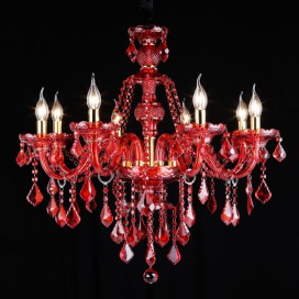 8 Light Red Candle Style Crystal Chandelier