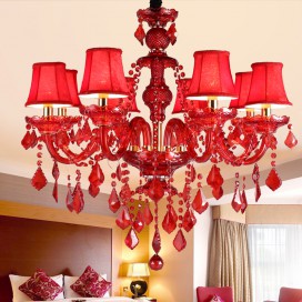 8 Light Red Candle Style Crystal Chandelier