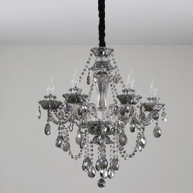 6 Light Gray Candle Style Crystal Chandelier