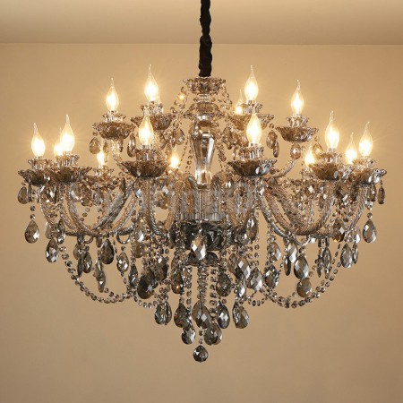 18 Light (12+6) 2 Tiers Gray Candle Style Crystal Chandelier