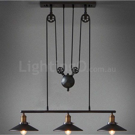 3 Light Country Vintage Metal Pendant Light