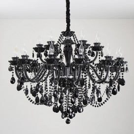 18 Light (12+6) 2 Tiers Black Candle Style Crystal Chandelier