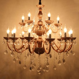 18 Light (12+6) 2 Tiers Coffee Candle Style Crystal Chandelier