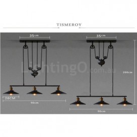 3 Light Country Vintage Metal Pendant Light