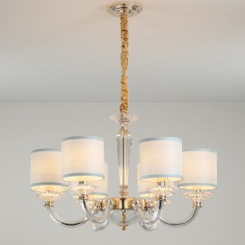 6 Light Gold Silver Clear Candle Style Crystal Chandelier