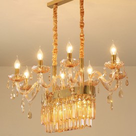 8 Light Amber Candle Style Crystal Chandelier