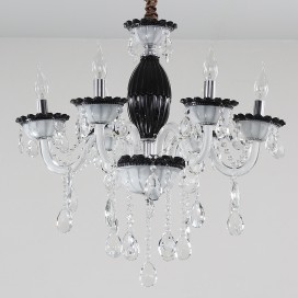 6 Light Black Candle Style Crystal Chandelier