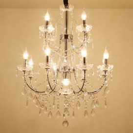 13 Light (8+4+1) 3 Tiers American Silver Retro Chandelier