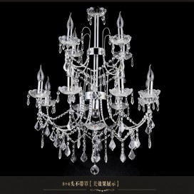 13 Light (8+4+1) 3 Tiers American Silver Retro Chandelier