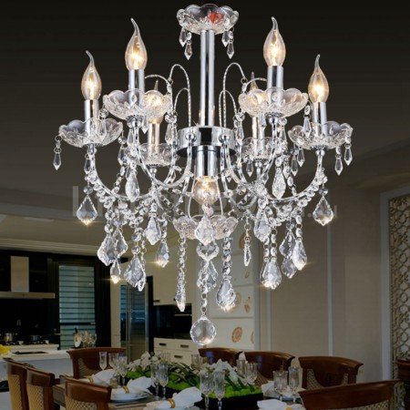 7 Light (6+1) 2 Tiers American Silver Retro Chandelier