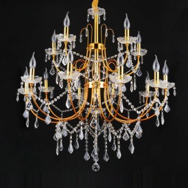 16 Light (10+5+1) 3 Tiers American Gold Retro Chandelier