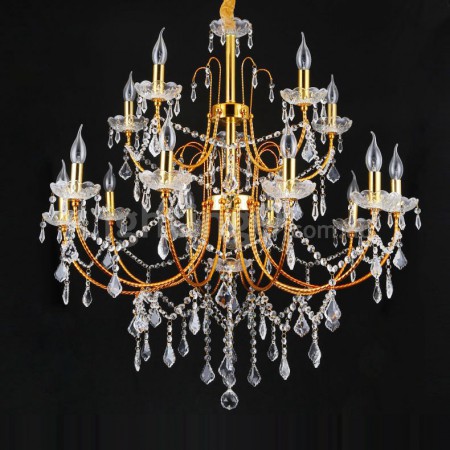 16 Light (10+5+1) 3 Tiers American Gold Retro Chandelier