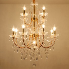 13 Light (8+4+1) 3 Tiers American Gold Retro Chandelier