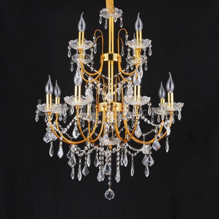 13 Light (8+4+1) 3 Tiers American Gold Retro Chandelier