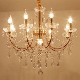 9 Light (8+1) 2 Tiers American Gold Retro Chandelier