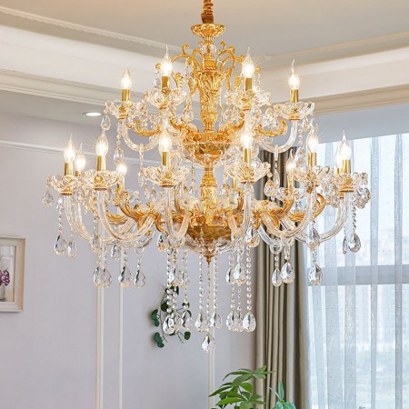 18 Light (12+6) 2 Tiers Zinc Alloy Gold Chandelier