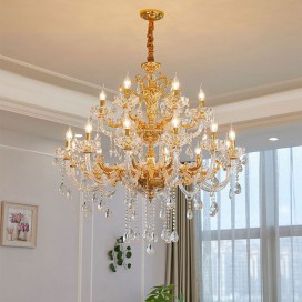 18 Light (12+6) 2 Tiers Zinc Alloy Gold Chandelier