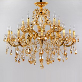 15 Light (10+5) 2 Tiers Zinc Alloy Gold Chandelier