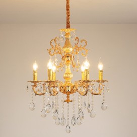 6 Light Zinc Alloy Gold Chandelier