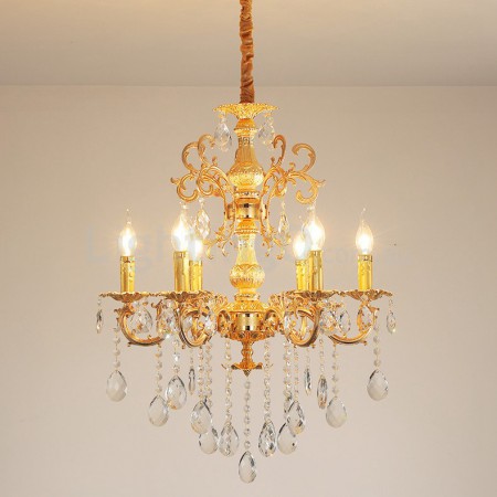 6 Light Zinc Alloy Gold Chandelier