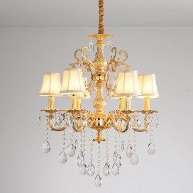 6 Light Zinc Alloy Gold Chandelier