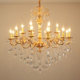 18 Light (12+6) 2 Tiers Zinc Alloy Gold Chandelier