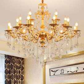 18 Light (12+6) 2 Tiers Zinc Alloy Gold Luxurious Chandelier