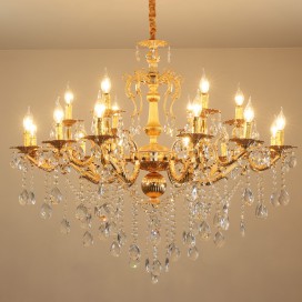 18 Light (12+6) 2 Tiers Zinc Alloy Gold Luxurious Chandelier