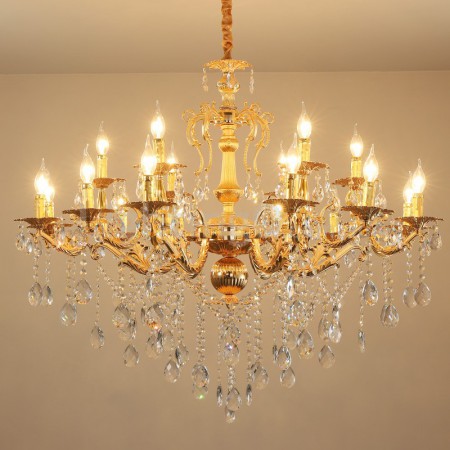 18 Light (12+6) 2 Tiers Zinc Alloy Gold Luxurious Chandelier