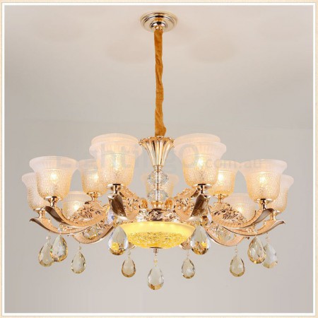 15 Light (10+5) 2 Tiers Zinc Alloy Gold Chandelier