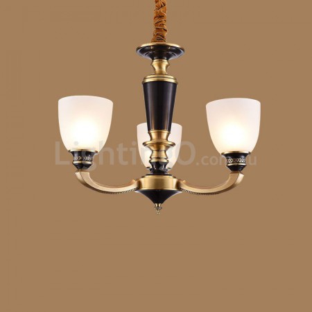 3 Light American Brass Retro Modern Chandelier