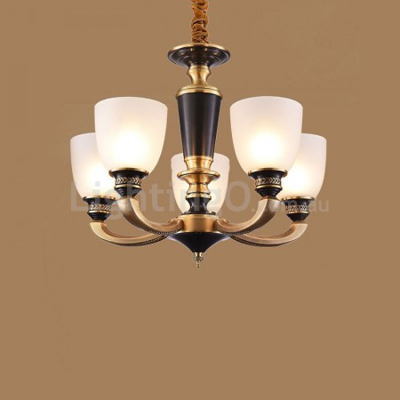 5 Light American Brass Retro Modern Chandelier